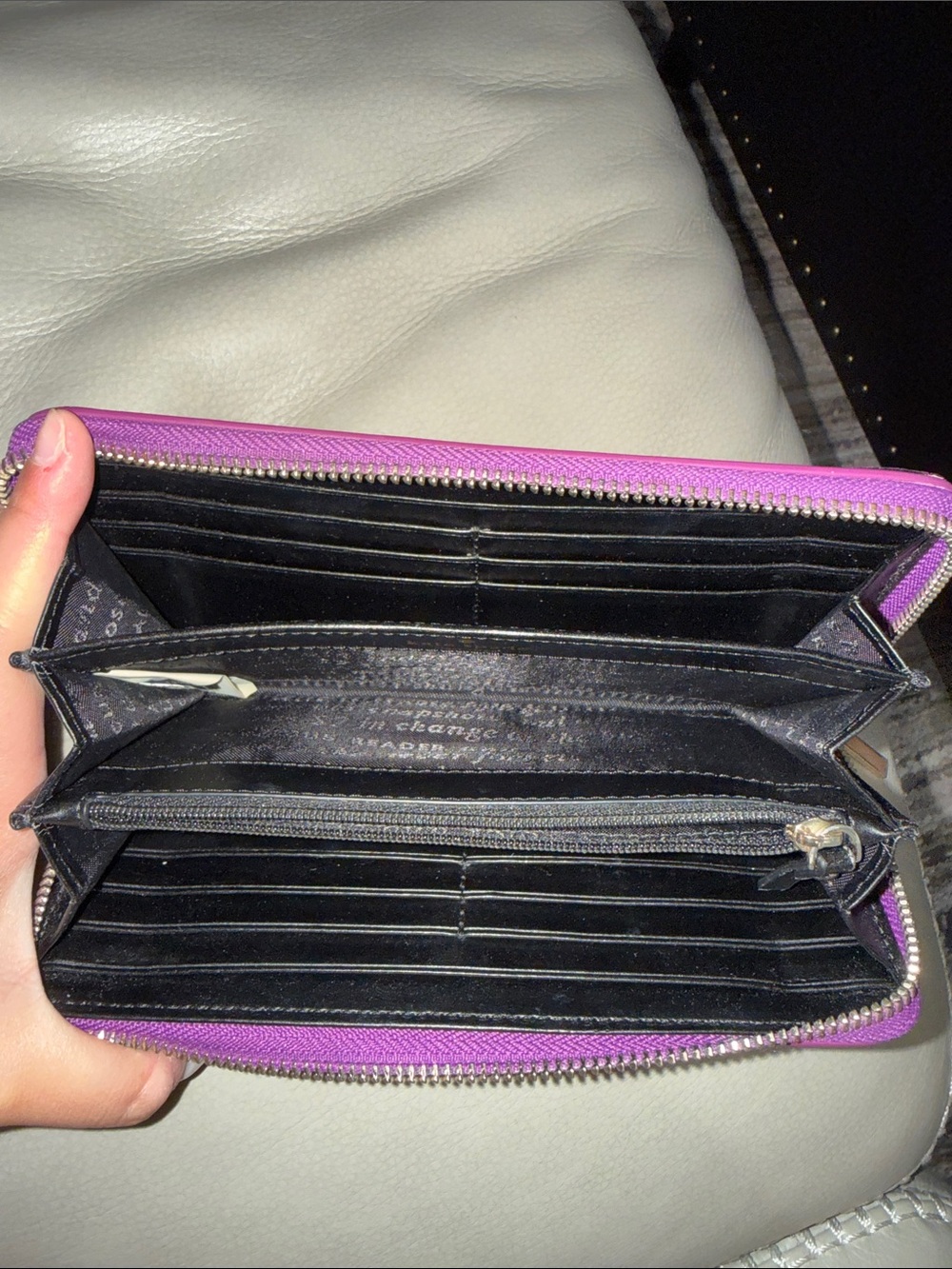 kate spade iridescent holographic zip wallet - magenta with blue flashes - Picture 5 of 5